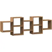 vidaXL Wandschap 129x18x42 cm bewerkt hout artisanaal eikenkleurig