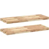 vidaXL Wandschappen 2 st zwevend 80x30x4 cm onbehandeld acaciahout