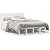 vidaXL Massief houten bed zonder matras, wit, 140x190 cm, van grenenhout