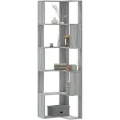 vidaXL Boekenkast 5-laags hoek 50x50x179 cm bewerkt hout grijs sonoma