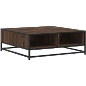 vidaXL Salontafel 80x80x30 cm bewerkt hout en metaal bruin eikenkleur