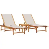 vidaXL Ligbedden 2 st met tafel massief acaciahout en textileen grijs