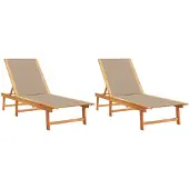 vidaXL Ligbedden 2 st massief acaciahout en textileen taupe