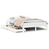 vidaXL Bedframe met lades massief grenenhout wit 120x190 cm