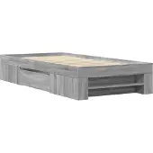 vidaXL Bedframe bewerkt hout grijs sonoma eikenkleurig 75x190 cm