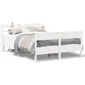 vidaXL Bedframe zonder matras massief grenenhout wit 150x200 cm