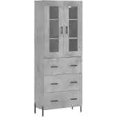 vidaXL Hoge kast 69,5x34x180 cm bewerkt hout betongrijs