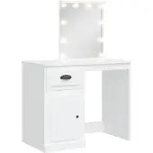 vidaXL Kaptafel met LED-verlichting 90x42x132,5 cm wit