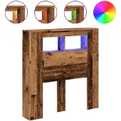 vidaXL Hoofdeinde met LED 100x18,5x103,5 cm bewerkt hout oud hout