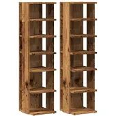 vidaXL Schoenenkasten 2 st 28x27x102 cm bewerkt hout oud houtkleurig