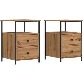 vidaXL Nachtkastjes 2 st 34x35,5x50 cm bewerkt hout artisanaal eiken