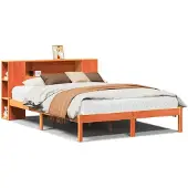vidaXL Bed met boekenkast zonder matras grenenhout wasbruin 140x200 cm