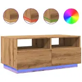 vidaXL Salontafel met LED-verlichting 90x49x40 cm artisan eikenkleurig