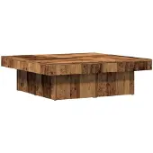 vidaXL Salontafel 90x90x28 cm bewerkt hout oud houtkleurig