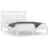 vidaXL Bedframe massief grenenhout wit 135x190 cm 4FT6 Double