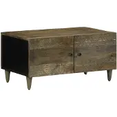 vidaXL Salontafel 80x50x40 cm massief mangohout lichtgrijs