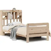 vidaXL Bed met boekenkast zonder matras massief grenenhout 90x200 cm