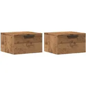 vidaXL Nachtkastjes 2 st wandgemonteerd 34x30x20 cm artisanaal eiken