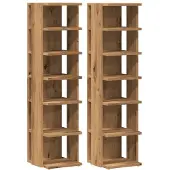 vidaXL Schoenenkasten 2 st 28x27x102 cm bewerkt hout artisanaal eiken