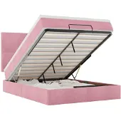vidaXL Ottoman bed met matrassen 140x190cm fluweel roze