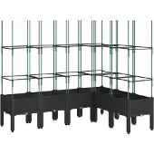 vidaXL Plantenbak met latwerk 160x120x142,5 cm polypropeen zwart