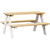 vidaXL Kindertafel met banken IRUN 90x79,5x50cm massief hout wit