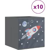 vidaXL Opbergboxen 10 st inklapbaar 32x32x32 cm ongeweven stof grijs