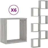 vidaXL Wandschappen kubus 6 st 30x15x30 cm grijs sonoma