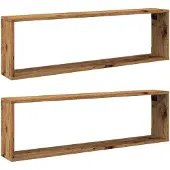 vidaXL Wandschappen kubus 2 st 100x15x30 cm bewerkt hout oud hout
