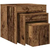 vidaXL 3-delige Tafeltjesset bewerkt hout oud houtkleurig