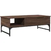 vidaXL Salontafel 100x50x35 cm bewerkt hout en metaal bruin eikenkleur
