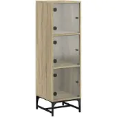 vidaXL Hoge kast met glazen deuren 35x37x120 cm sonoma eikenkleurig