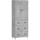 vidaXL Hoge kast 69,5x34x180 cm bewerkt hout betongrijs