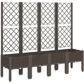 vidaXL Plantenbak met latwerk 160x40x142 cm polypropeen bruin