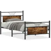 vidaXL Bedframe zonder matras hout gerookt eikenkleurig 100x190 cm