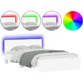 vidaXL Bedframe met hoofdeinde en LED wit 120x190 cm