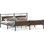 vidaXL Bedframe zonder matras metaal bruin eikenkleurig 200x200 cm