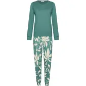 Pastunette Pyjama 'Nordic Leaf' crème / donkergroen
