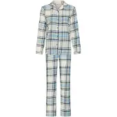 Pastunette Pyjama 'Frosty Checks' crème / blauw