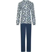 Pastunette Pyjama 'Nordic Bloom' ivoor / donkerblauw