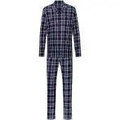 Mey Pyjama lang 'Flanadian' donkerblauw / rood / wit