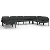 vidaXL 9-delige loungeset voor de tuin met kussens, aluminium, antraciet