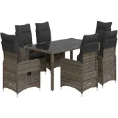 vidaXL 5-delige tuin-bistroset met kussens, grijs, polyrotan