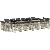 vidaXL 17-delige tuinset met kussens, lichtgrijs, polyrotan