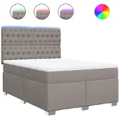 vidaXL Boxspring met matras stof taupe 140x190 cm