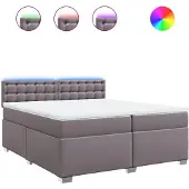 vidaXL Boxspring met matras kunstleer grijs 200x200 cm
