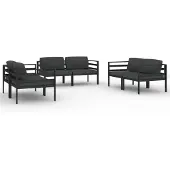 vidaXL 6-delige loungeset voor de tuin met kussens, aluminium, antraciet