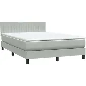 vidaXL Boxspring met matras fluweel lichtgrijs 160x220 cm