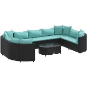 vidaXL 10-delige loungeset voor de tuin met kussens, zwart, polyrotan