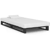vidaXL Bedframe pallet massief grenenhout grijs 100x200 cm